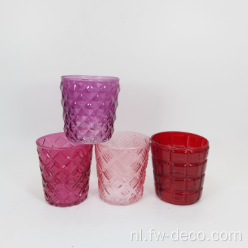 Aangepast gekleurde reliëfglaspotten voor kaars